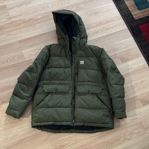 Carhartt Olive Green Puffer Hooded Jacket
